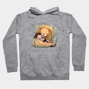 Adorable Lion Animal Loving Cuddle Embrace Children Kid Tenderness Hoodie